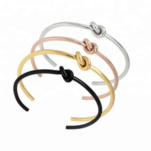 Simple Gold plated Stainless Steel Knotted bracelet Bangle for women